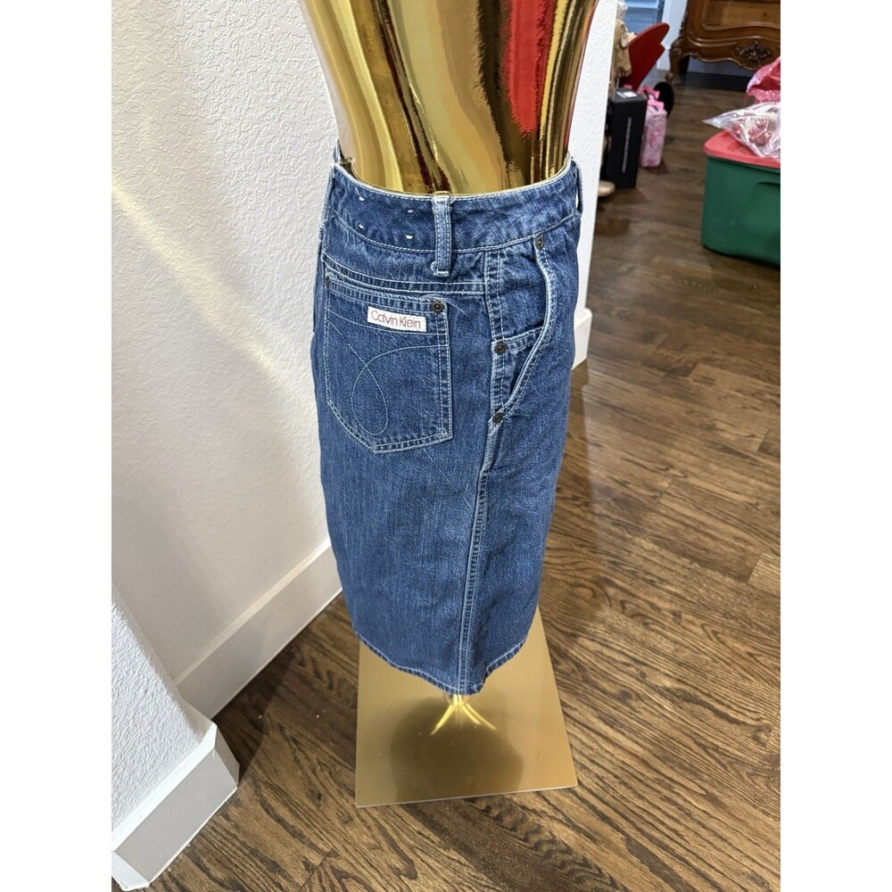 Vintage Calvin Klein Denim Skirt Size 9 Made USA High Waist Pencil - Picture 4 of 10